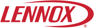 Lennox logo in red text with a curved red swoosh above the letters. Evergreen State Heat & AC